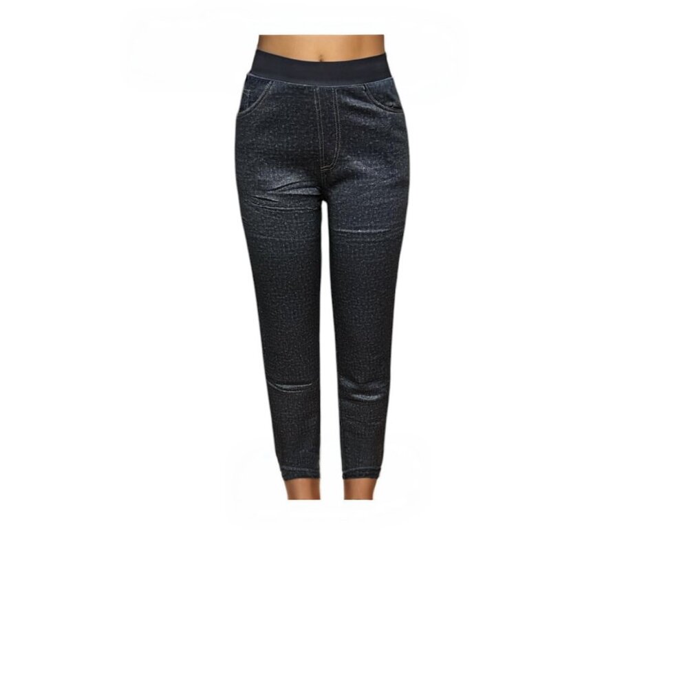 Women’s Dark Wash Denim-Style High-Waist Jeggings